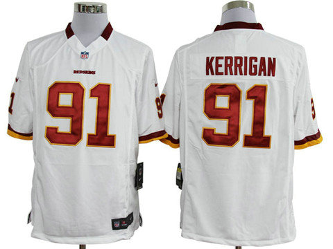 Nike Washington Red Skins 91 Kerrigan White Game NFL Jersey
